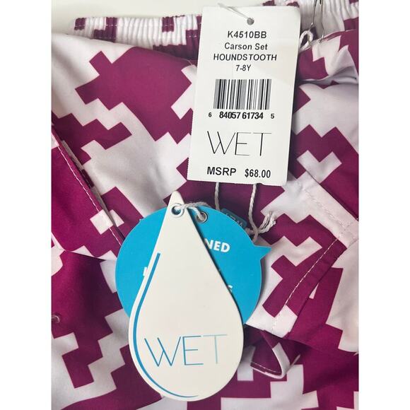 Minny Wet Swimwear Houndstooth Shirt & Short Carson Set Purple Kids 7Y-8Y NWT - Picture 6 of 7